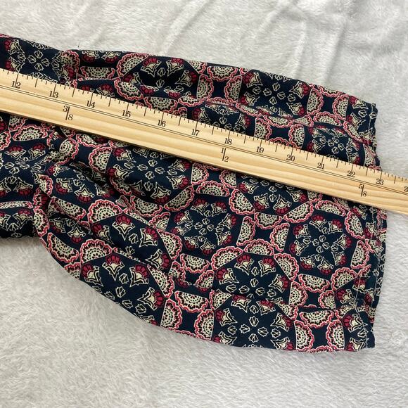 Abercrombie & Fitch Boho Top Women M Red Black Medallion Cottagecore Bell Sleeve - Picture 8 of 10